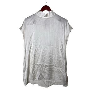 New Her Shirt ivory pearl white high neck sleeveless silk mini dress XS